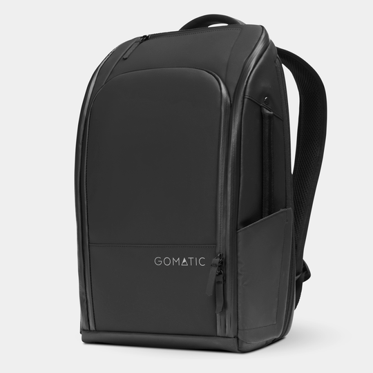 Gomatic Black Backpack Front Angle View#color_black