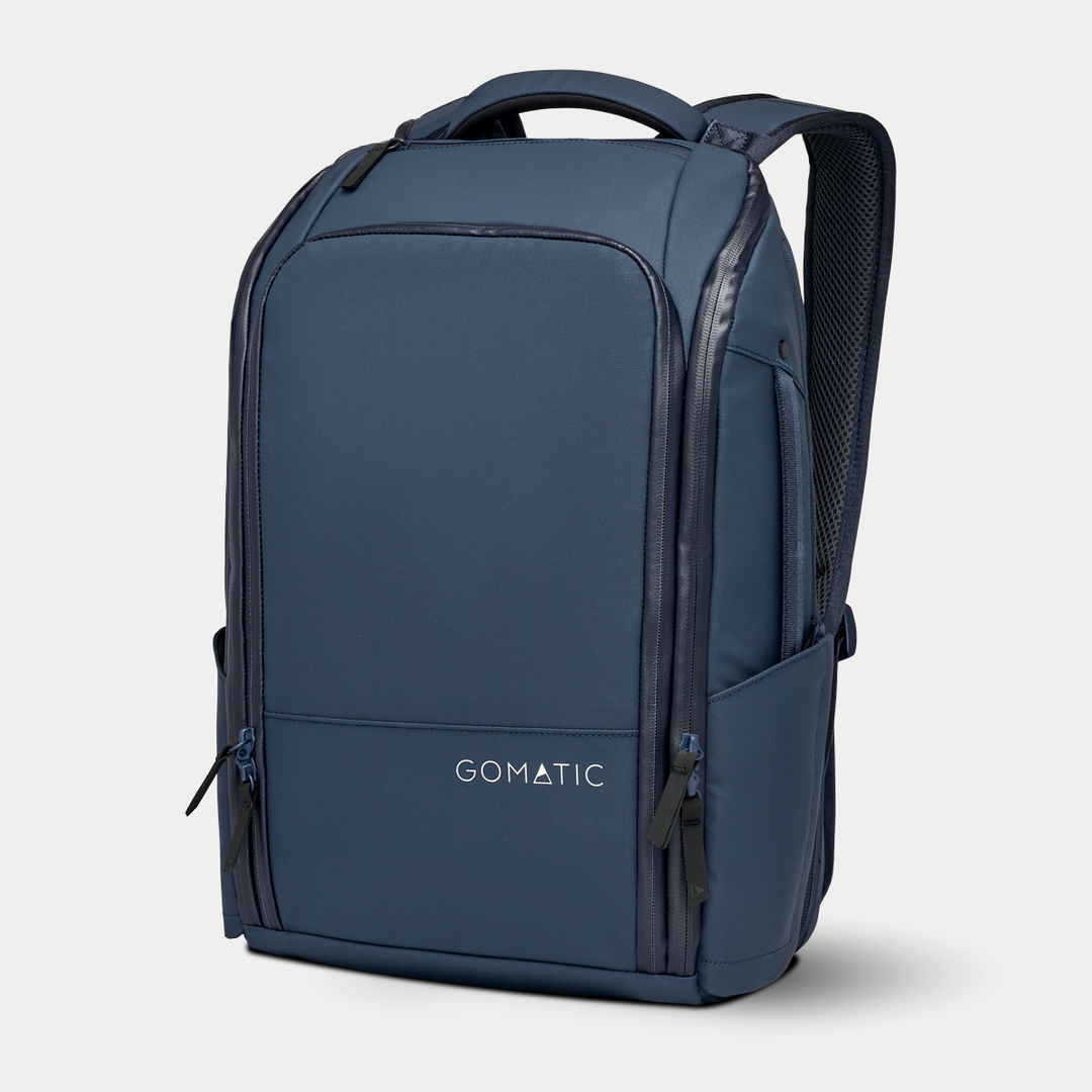 Gomatic Navy Backpack Front Angle View#color_navy