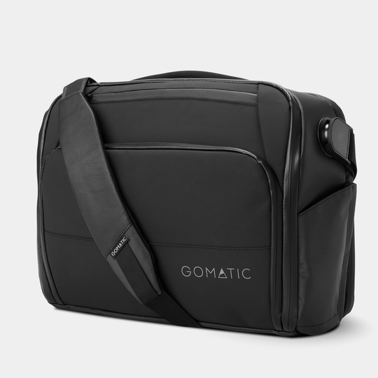 Gomatic Black Messenger Bag Front Angle View