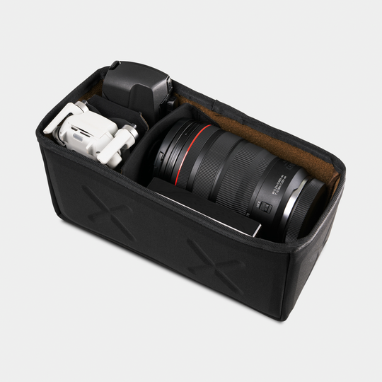 Small McKinnon Cube With Items Side Angle View