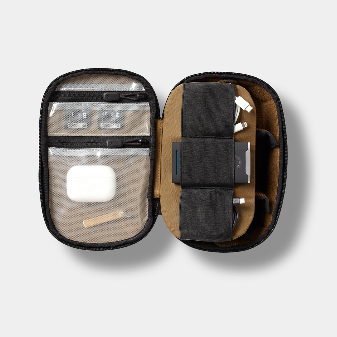 Opened Black McKinnon Tech Organizer Gear Vertical View