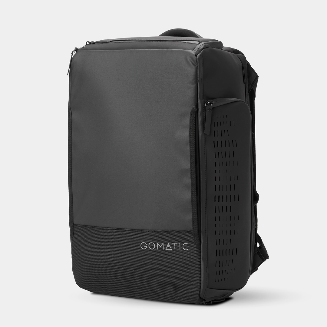 Gomatic Black Travel Bag 30L Front Angle View