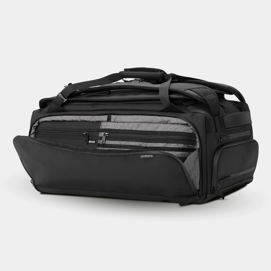 Gomatic Black Travel Bag 40L Side Pocket Front View