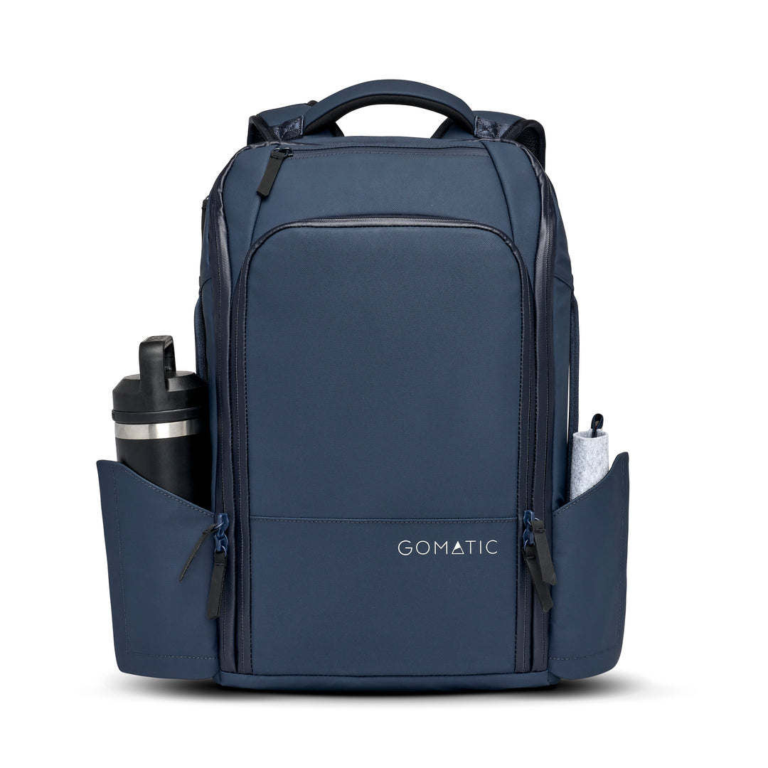 Gomatic Navy Travel Pack 14L Pocket Angle View#color_navy