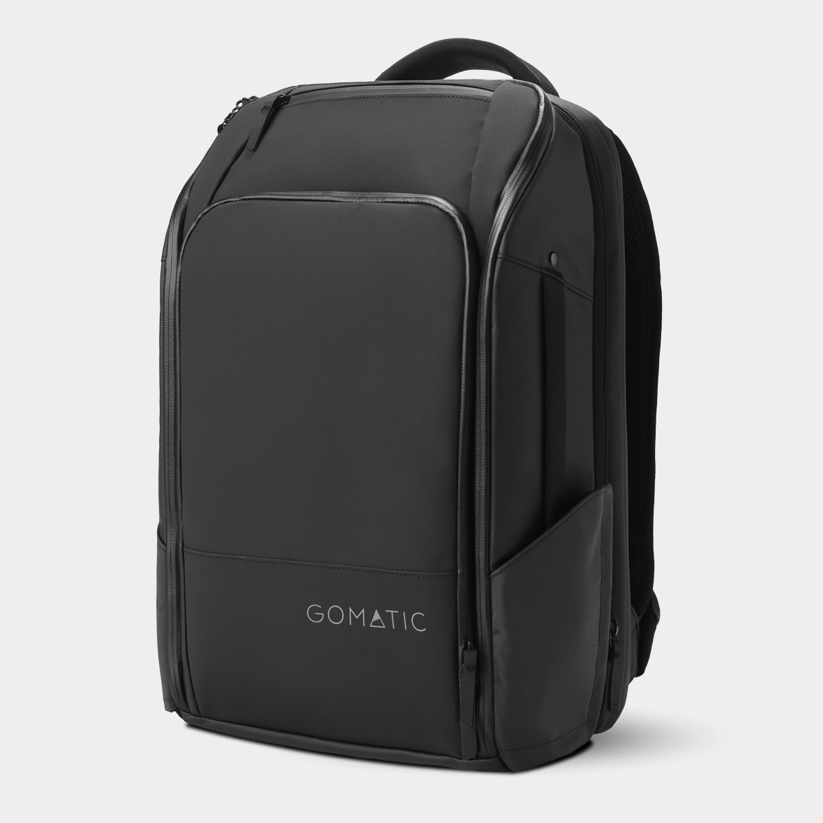 Gomatic Black Travel Pack Front Angle View#color_black