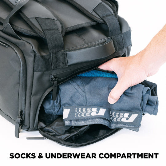 Gomatic Black 40L Travel Duffel Bag featuring Compartments